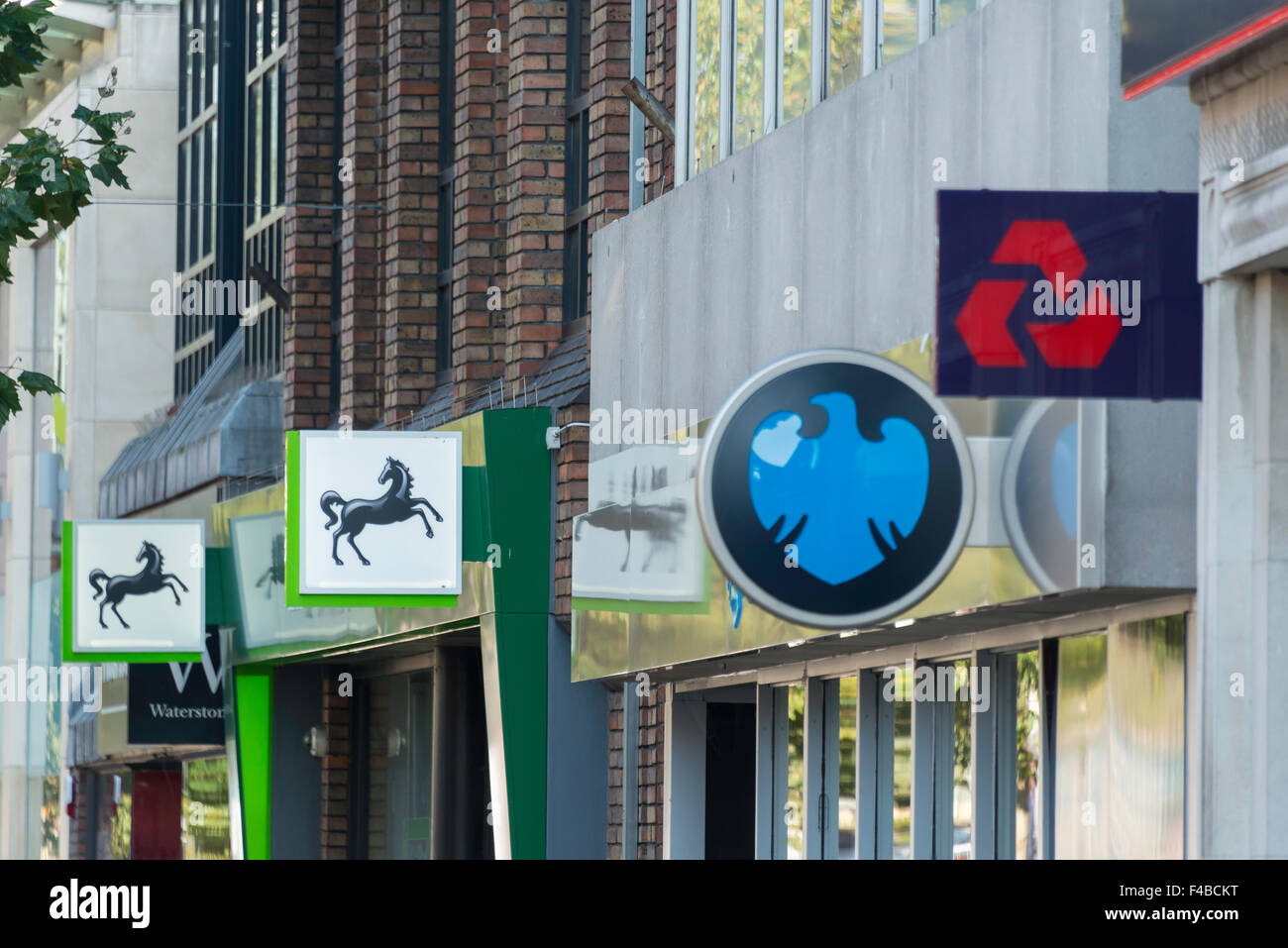 Row of retail banks, High Street, StainesuponThames, Surrey, England, United Kingdom Stock Row of retail banks, High Street, StainesuponThames, Surrey, England, United Kingdom Stock