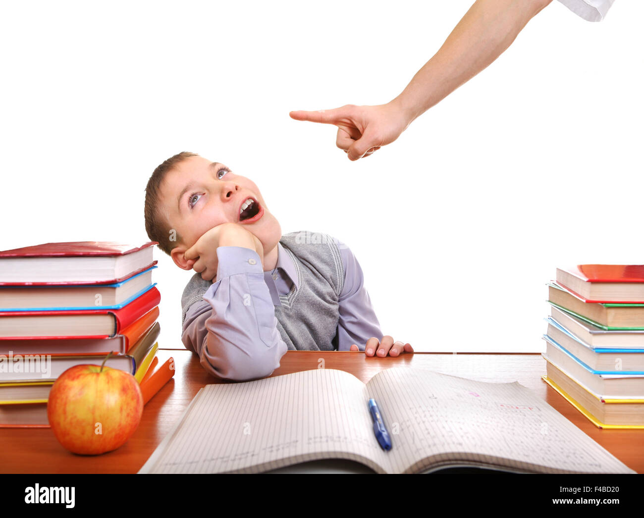Schoolboy and strict parent Stock Photo