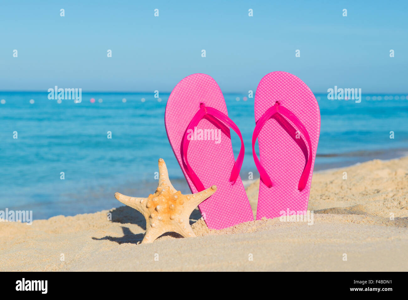 Flip flops on sandy beach hi-res stock photography and images - Alamy
