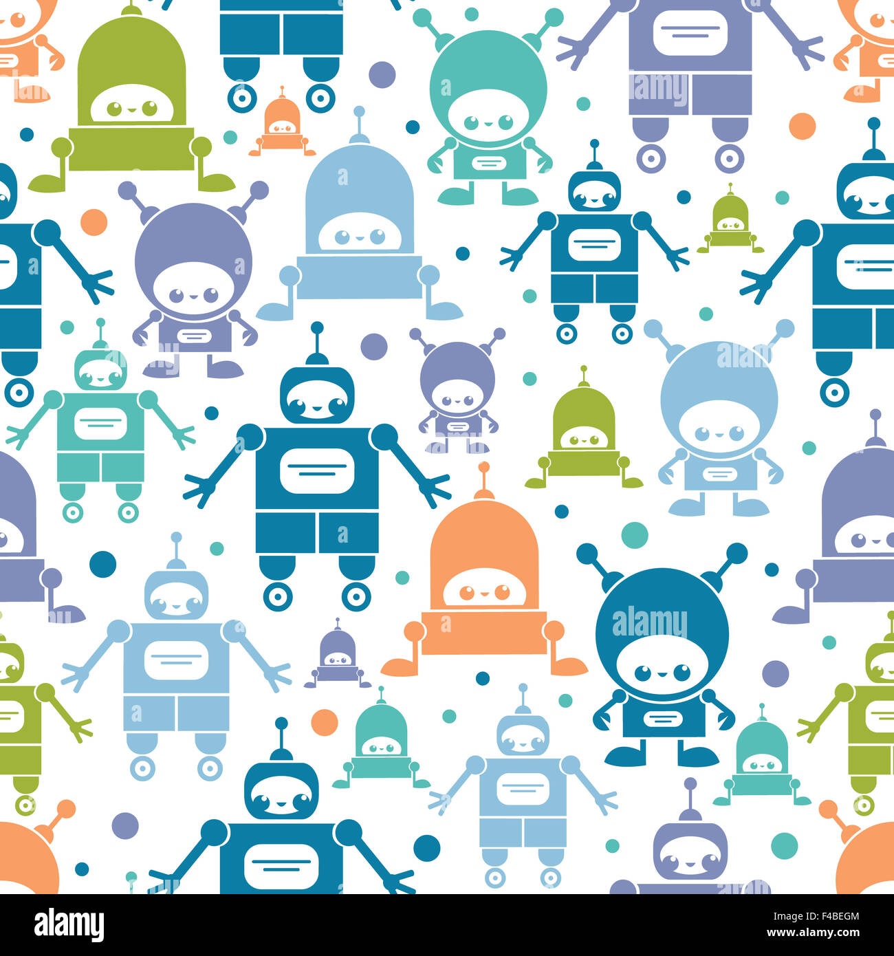 Cute colorful cartoon robots seamless pattern background Stock ...