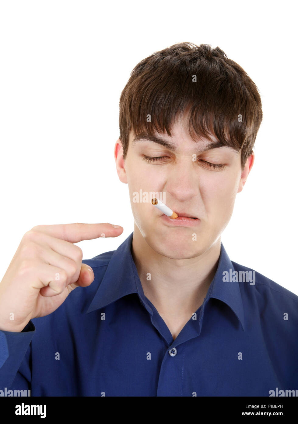 Young Man hates smoking Stock Photo