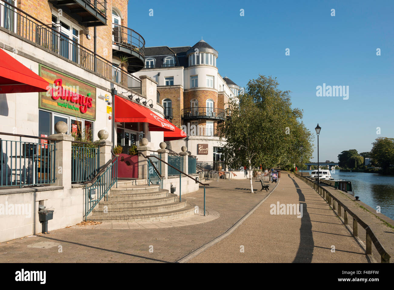 Riverside promenade, Thames Edge, StainesuponThames, Surrey, England
