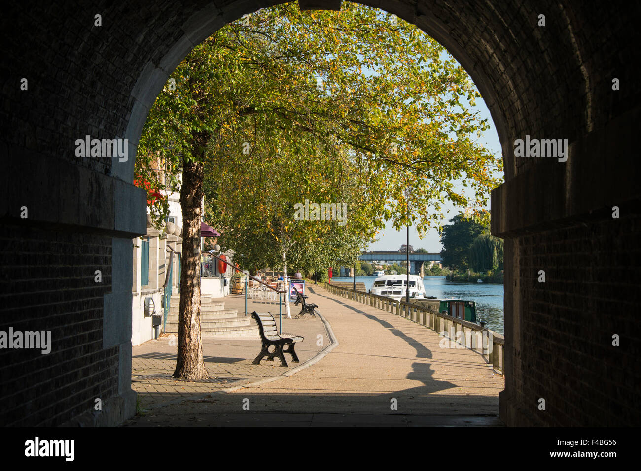 Riverside promenade, Thames Edge, StainesuponThames, Surrey, England