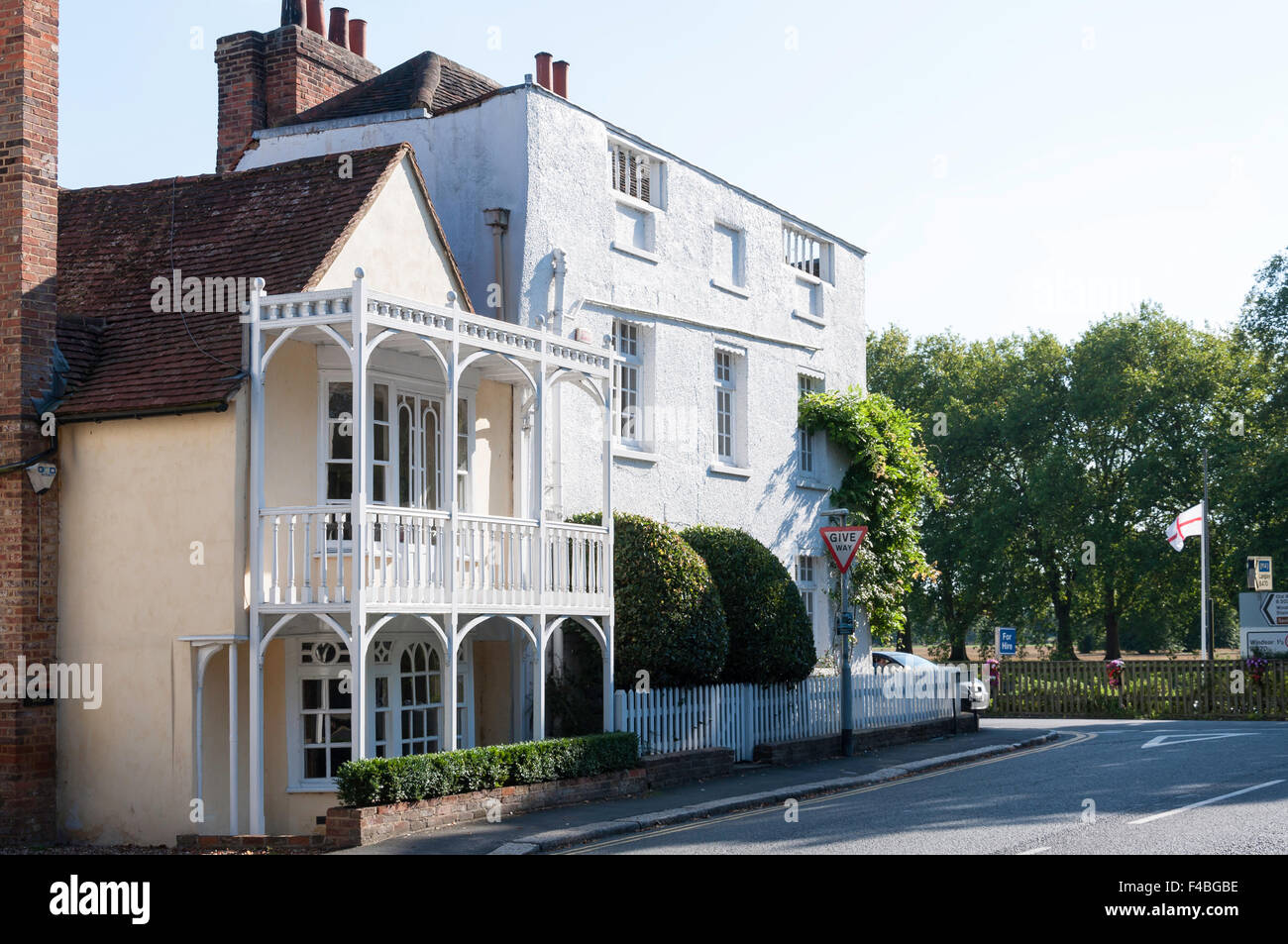 Period houses on Thames riverside, High Street, Datchet, Berkshire