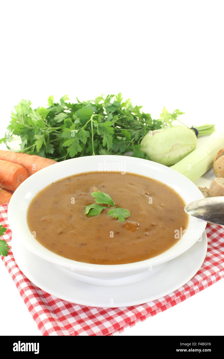 oxtail soup with parsley Stock Photo