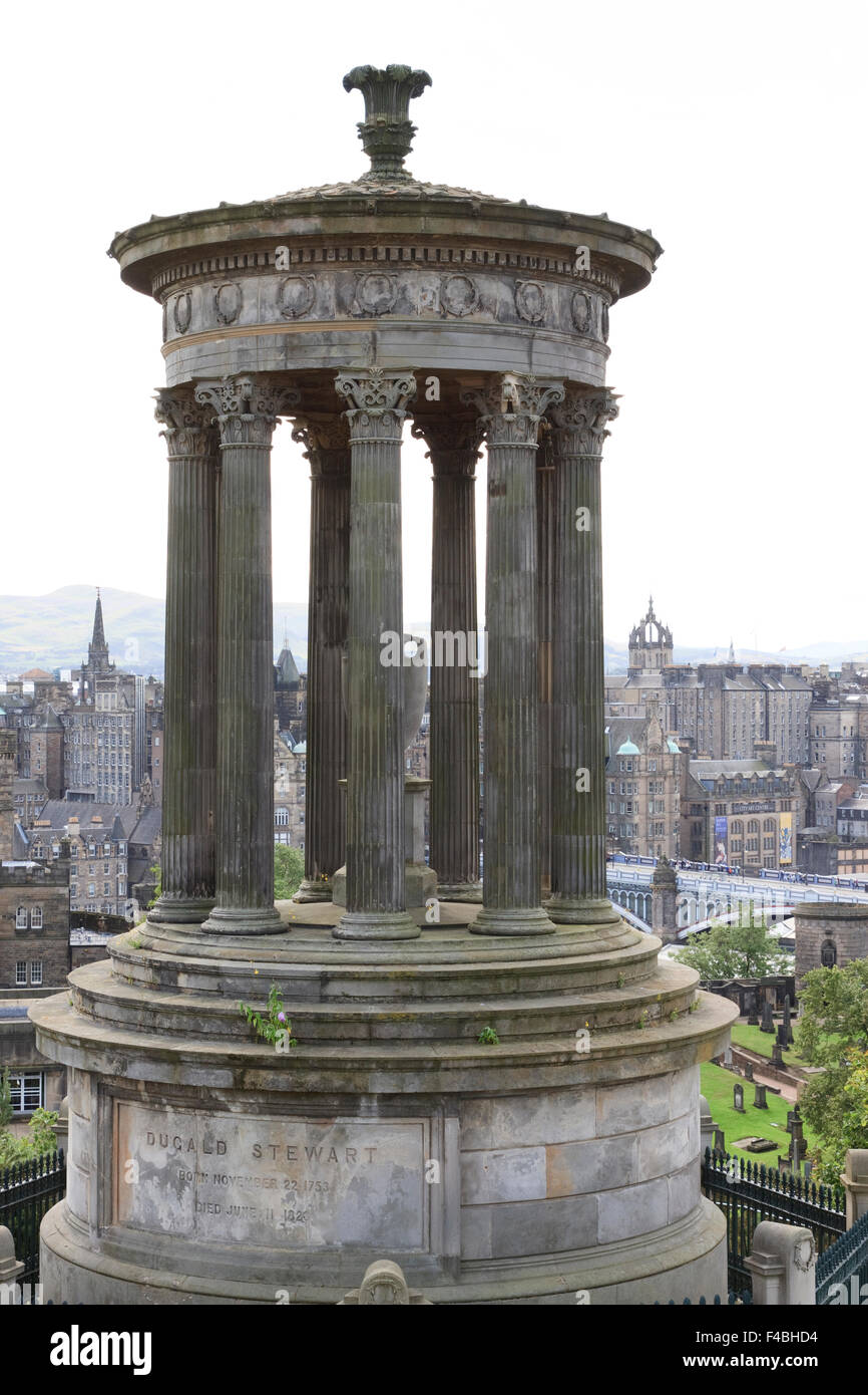The Dugald Stewart Monument on Calton Hill in Edinburgh, Scotland. Stock Photo