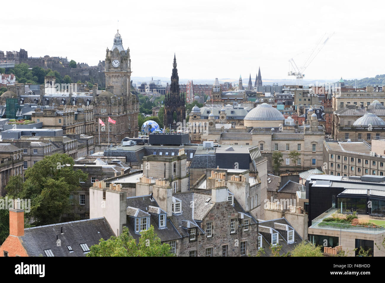 View of Edinburgh City Centre as seen from Calton Hill. Stock Photo