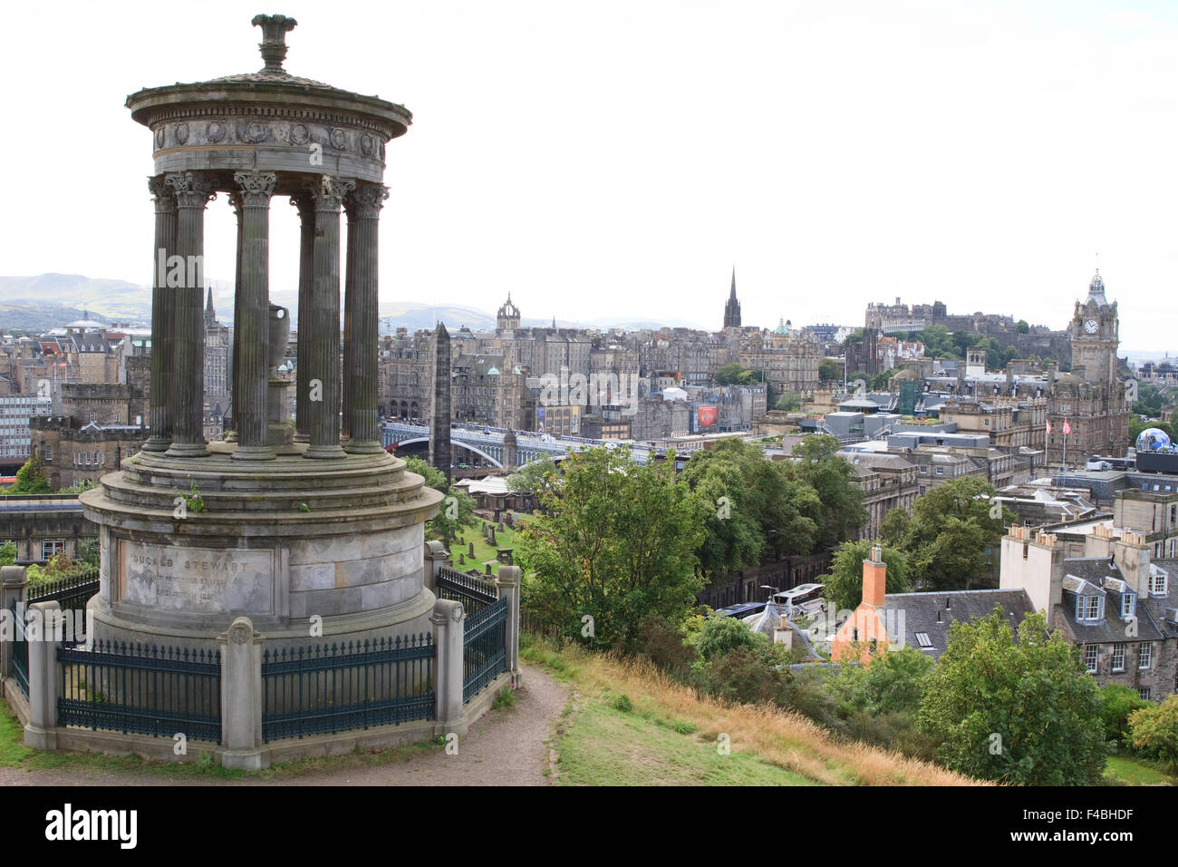 The Dugald Stewart Monument on Calton Hill in Edinburgh, Scotland. Stock Photo