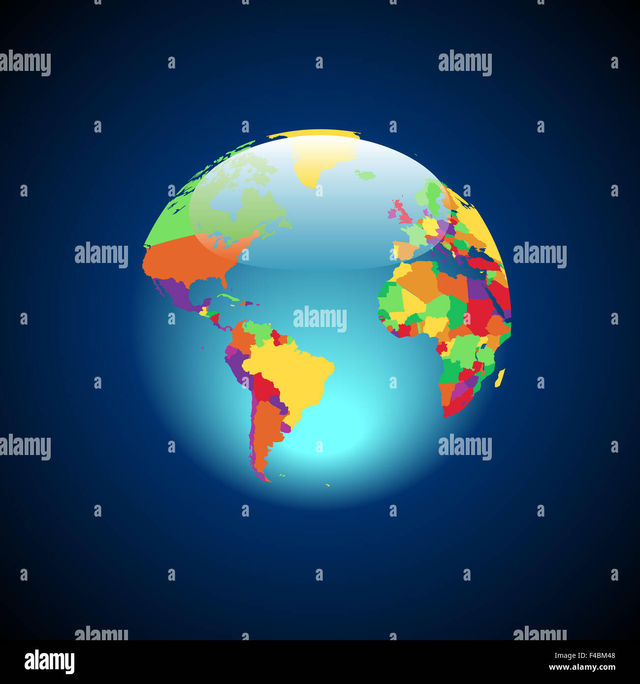 Globe with multicolored countries Stock Photo