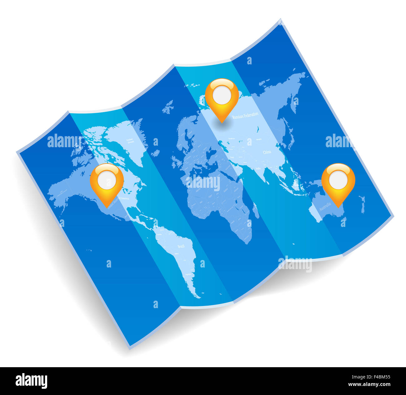 World map with gps marks Stock Photo