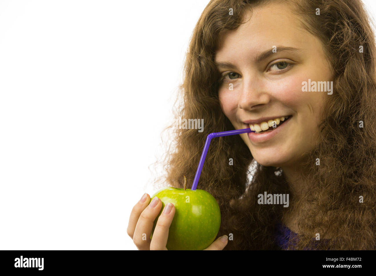 Girl with apple juice 8 Stock Photo Alamy
