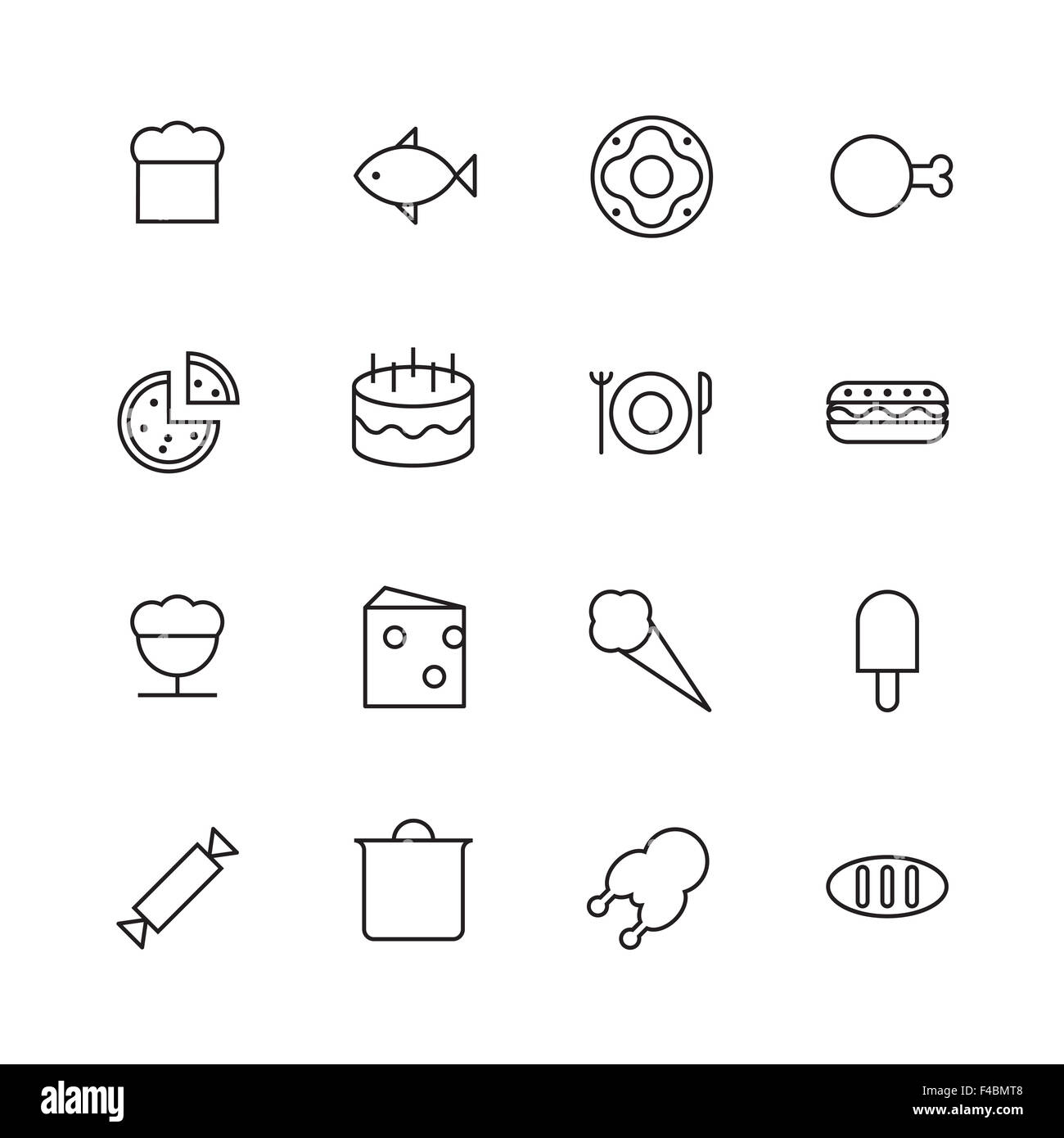 Thin Line Icons For Food Stock Photo - Alamy