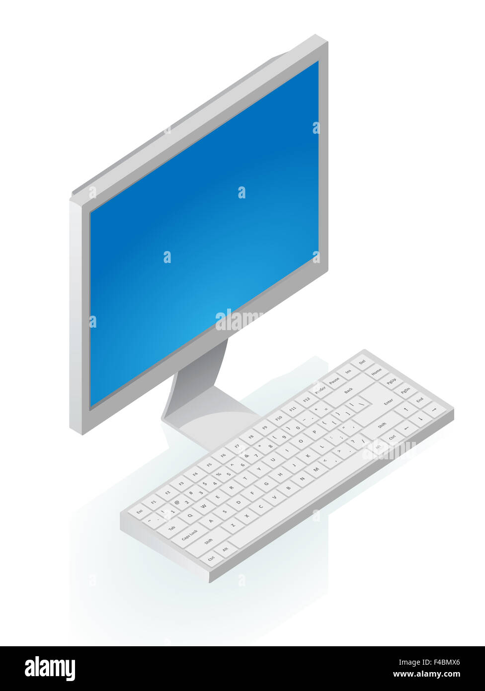 Isometric icon of desktop computer Stock Photo