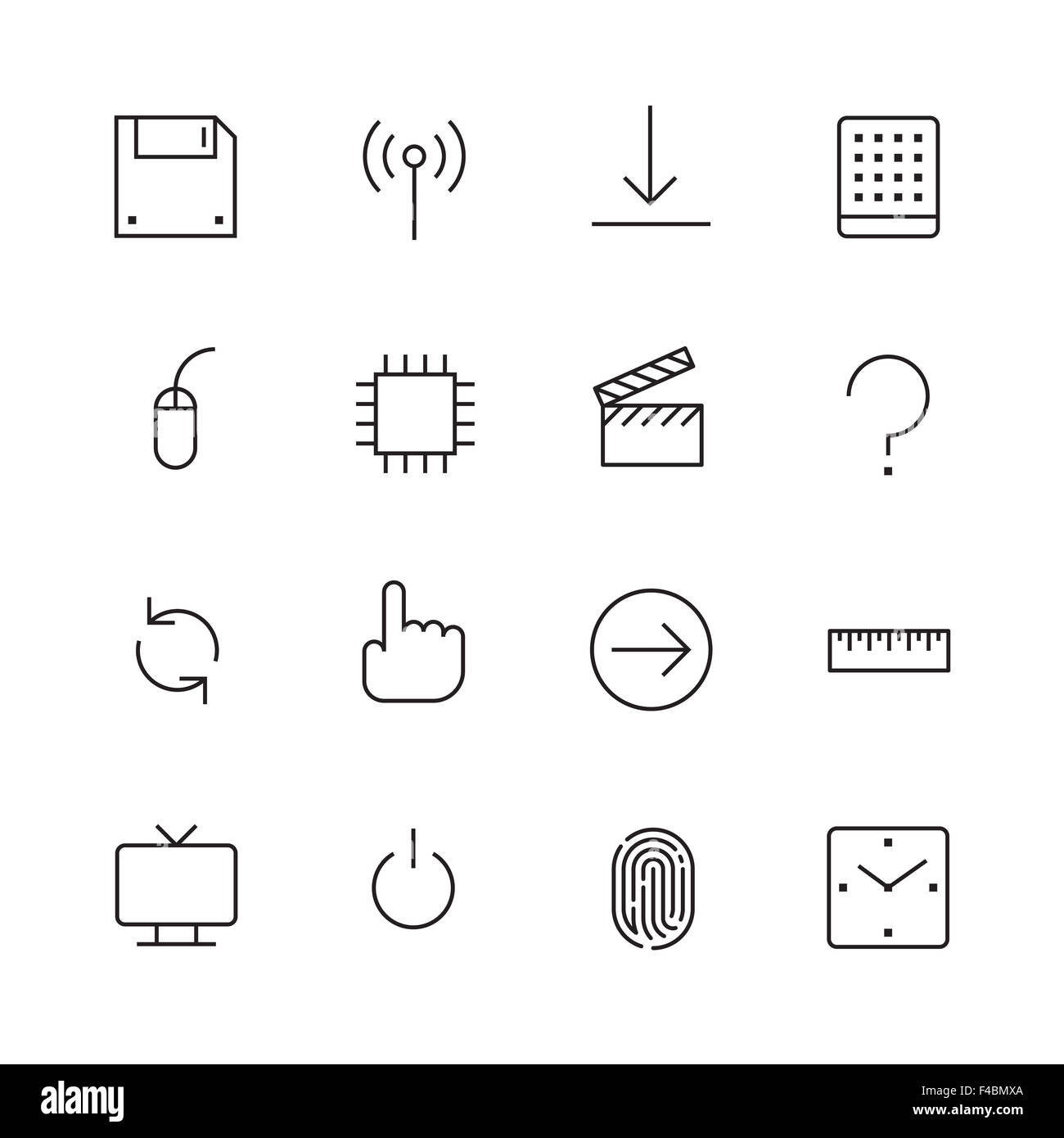 Thin Line Icons For Interface Stock Photo - Alamy