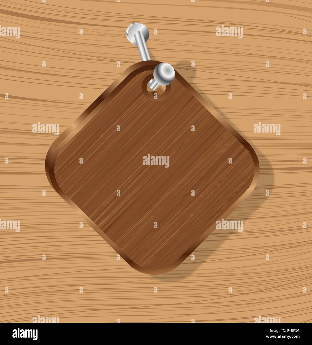 Wooden Sign Message Board Hanging on a Hook Stock Photo