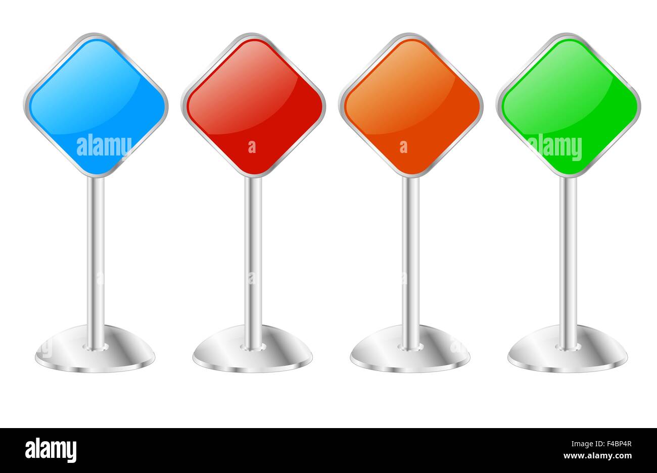 Four Metallic Pedestal Sign Message Boards Stock Photo Alamy
