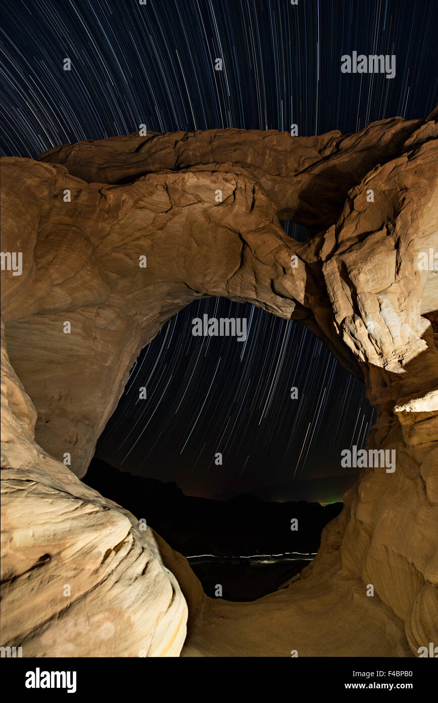 Natural Stone Arch and Star Trails Stock Photo - Alamy