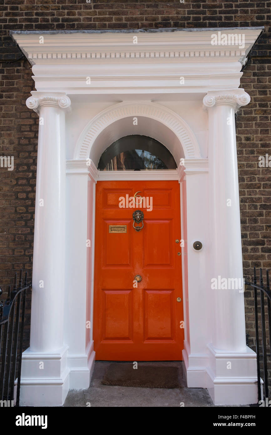 Colourful door on Georgian house, Southwood Lane, Highgate, London Borough of Haringey, Greater London, England, United Kingdom Stock Photo