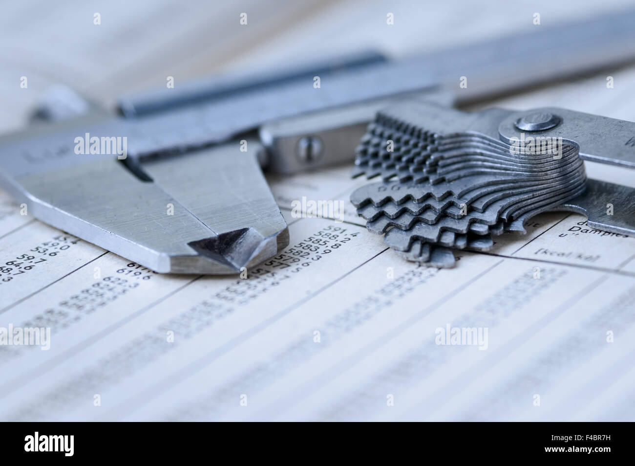 vernier caliper and gauge on chart Stock Photo Alamy
