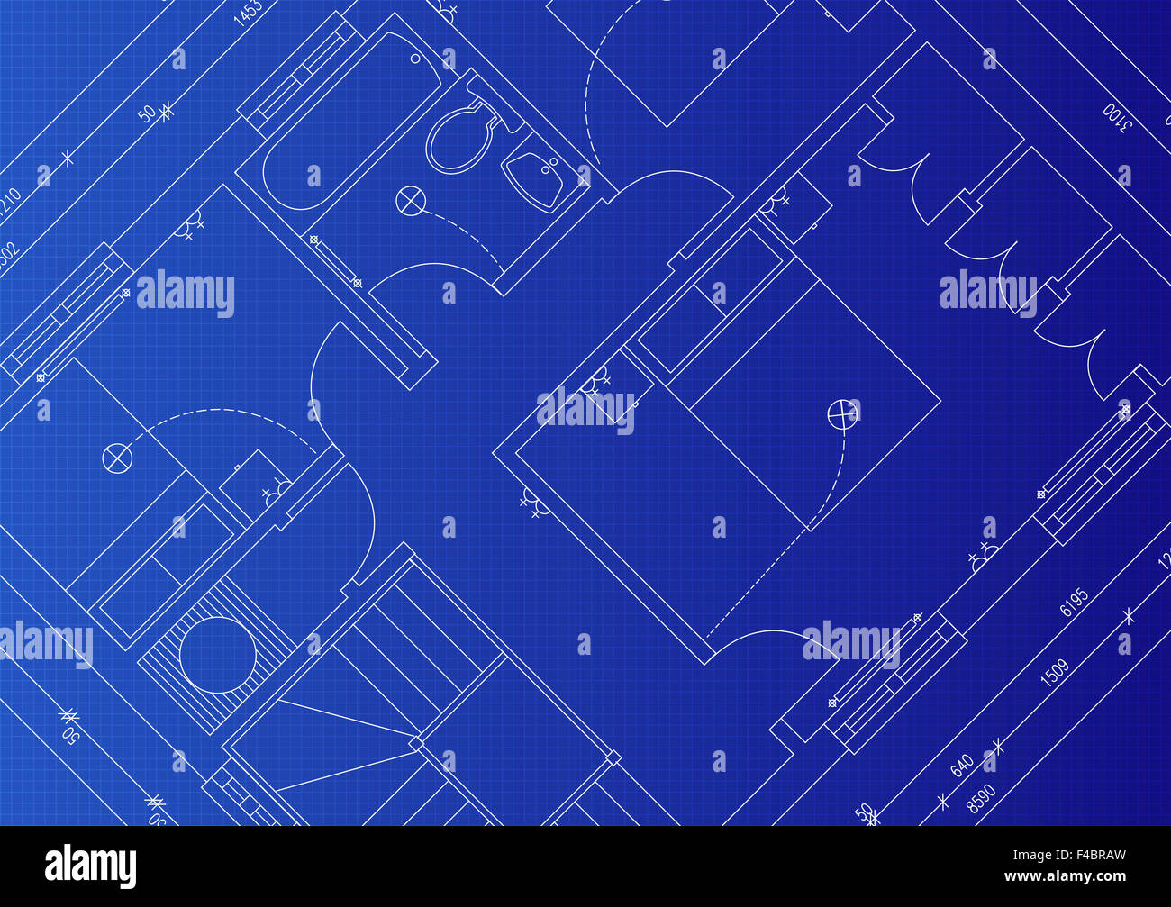 Blueprint plan of 3 bedroom house Stock Photo Alamy