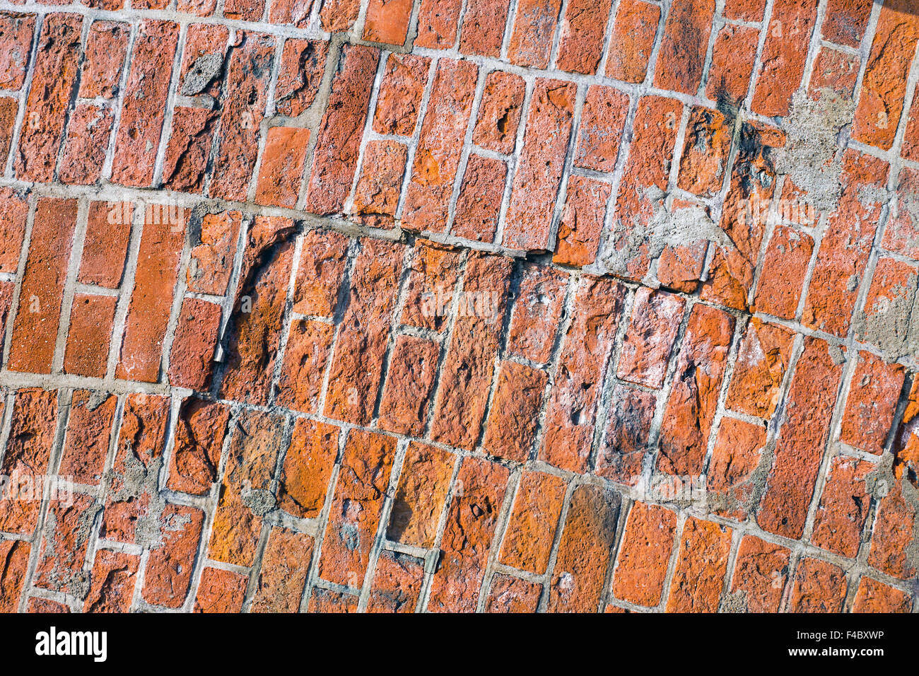 Rough red brickwall Stock Photo