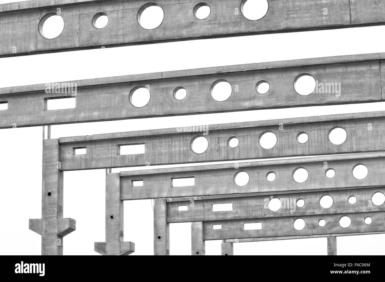 Sequence of concrete columns black and white Stock Photo