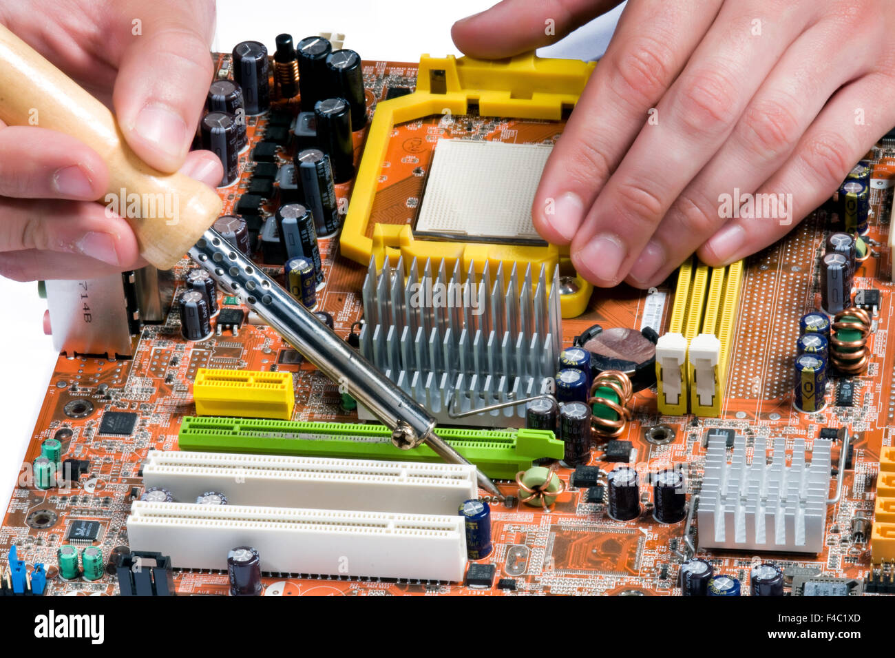 Soldering a circuit board Stock Photo Alamy