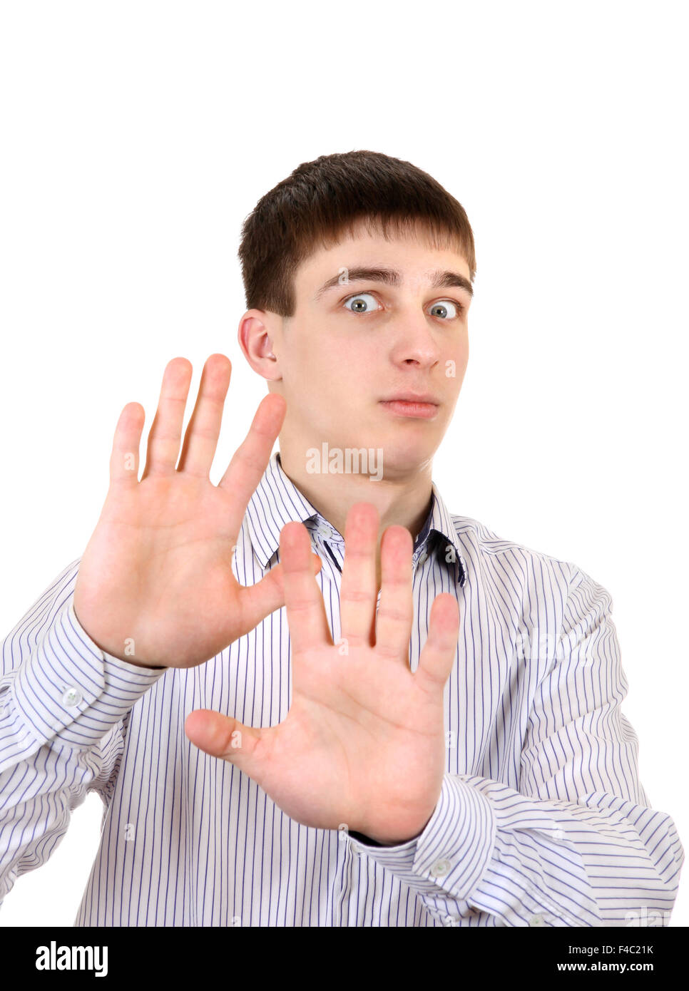 Teenager with refusal gesture Stock Photo