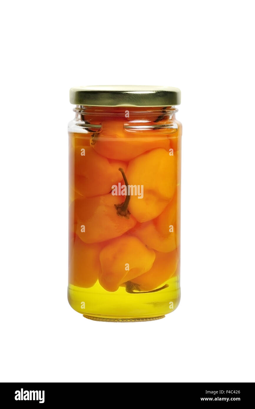 Jar Of Hot Cayenne Peppers Stock Photo