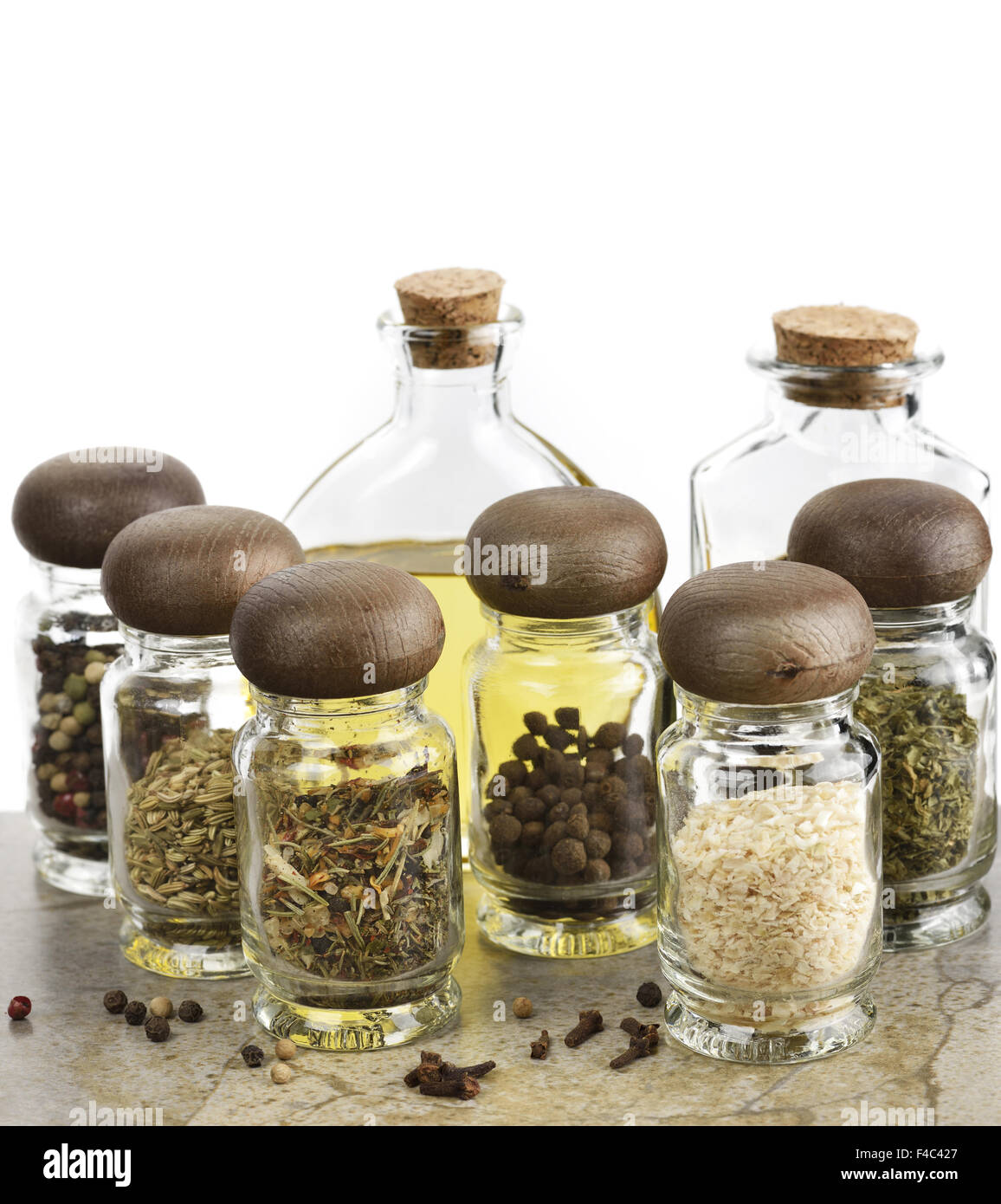 Spices Cooking Oil And Vinegar Stock Photo Alamy