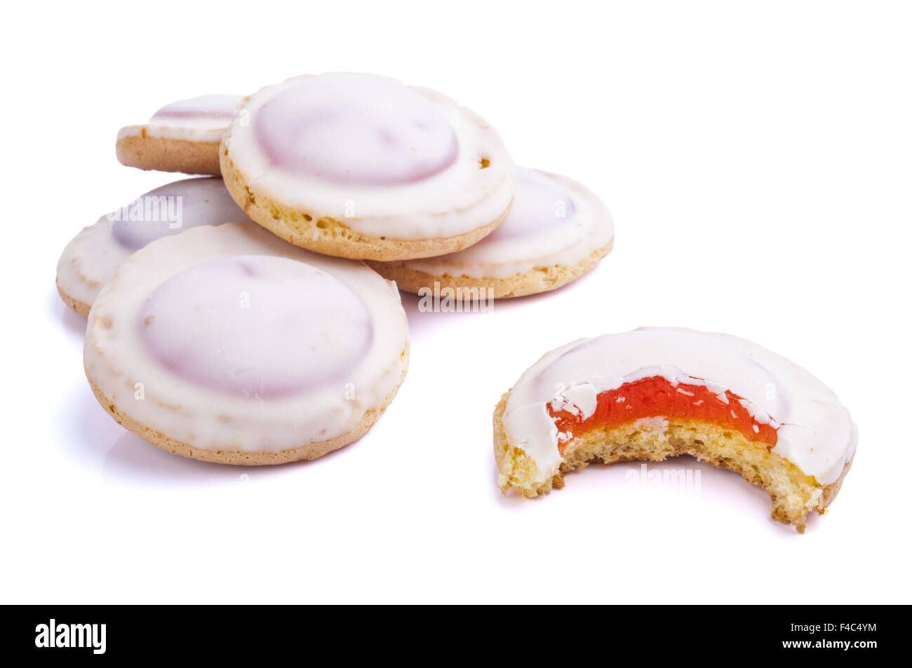 Cookies with jelly stuffing and yogurt icing Stock Photo Alamy