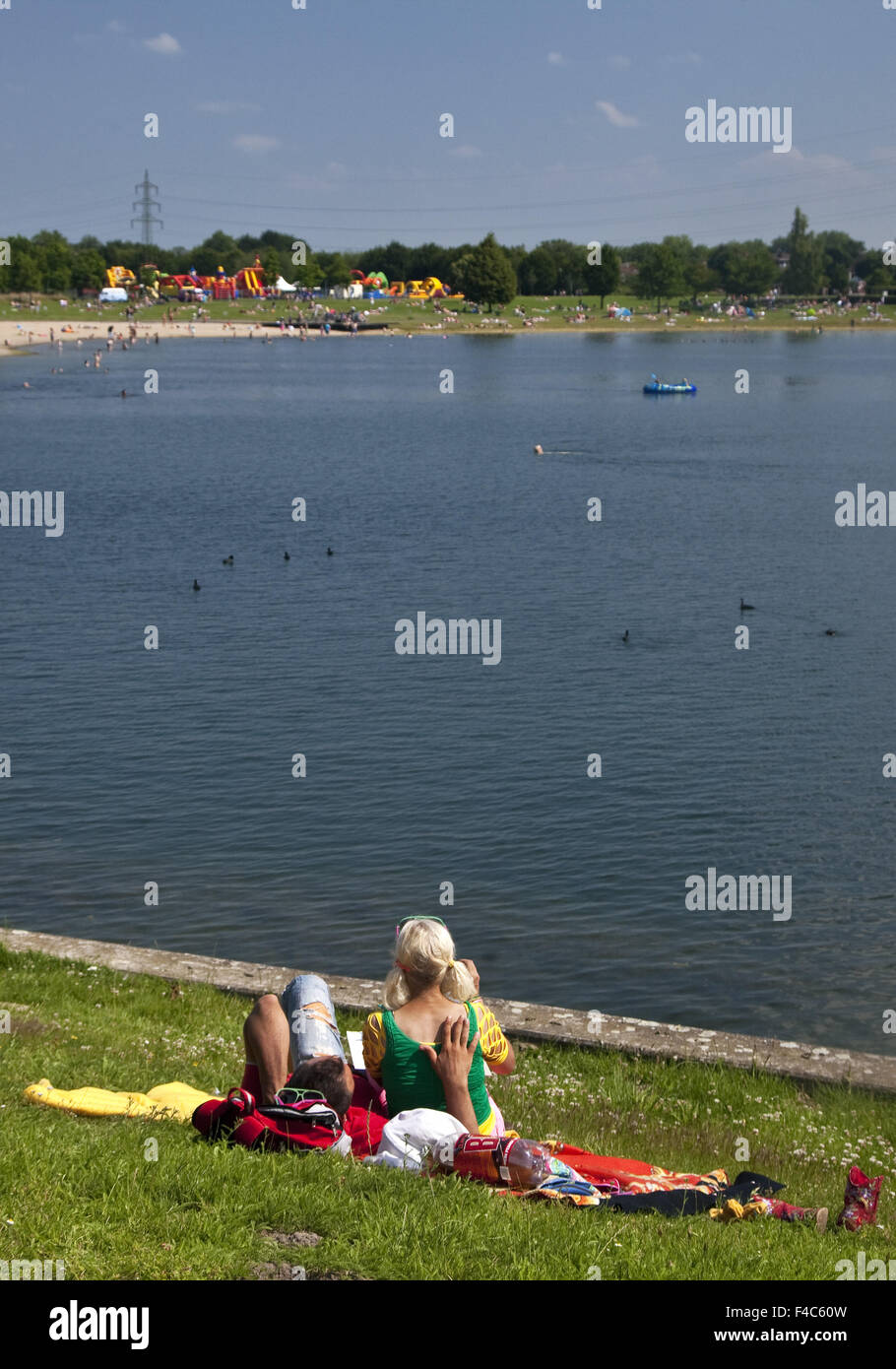 People at Sea Park Luenen, Germany Stock Photo