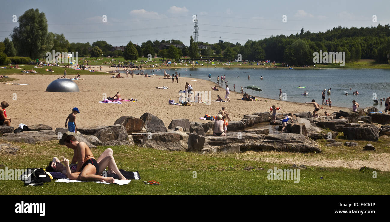 People at Sea Park Luenen, Germany Stock Photo