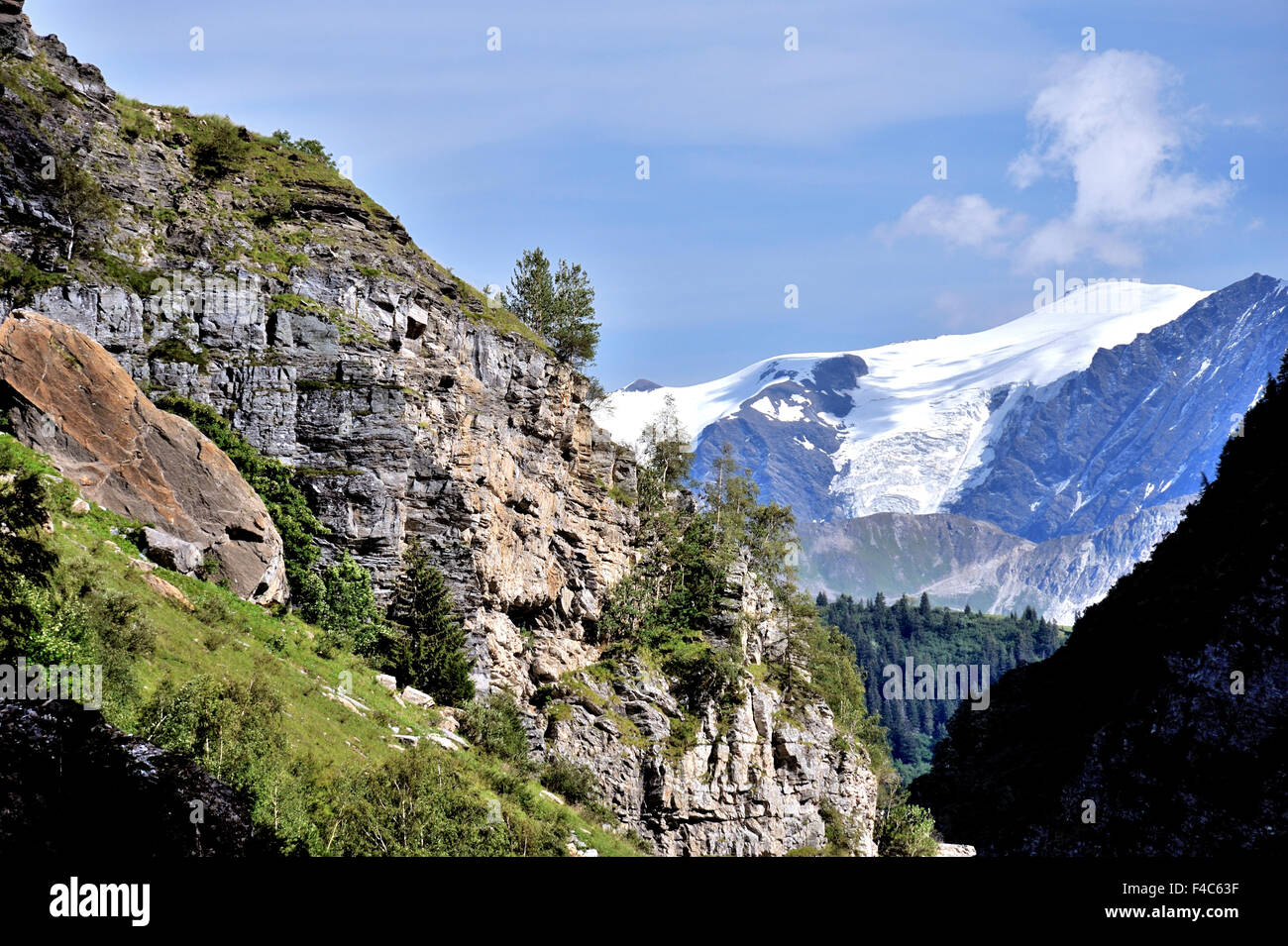 View of mountain La Grande Motte; Tignes,  French Alps, France Stock Photo