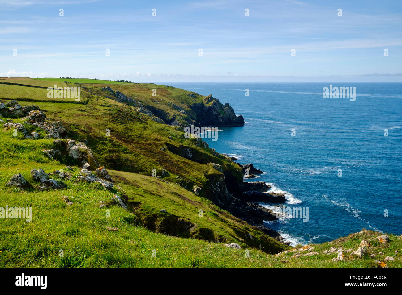 Cornwall Coast scene at the Lizard Peninsula on the South West Coast Path, England, UK Stock Photo