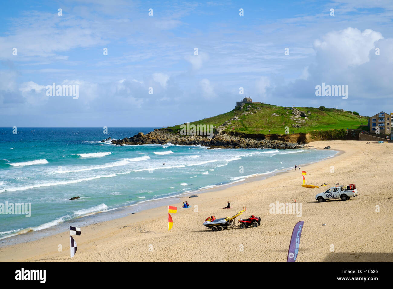 Porthmeor beach, St Ives, Cornwall, England, UK in summer Stock Photo