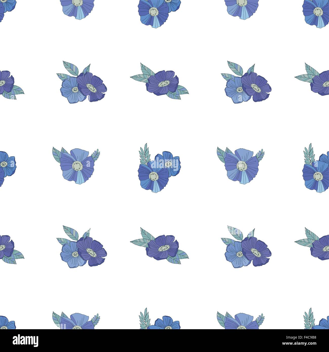 Blue flowers on white background Stock Vector Image & Art - Alamy