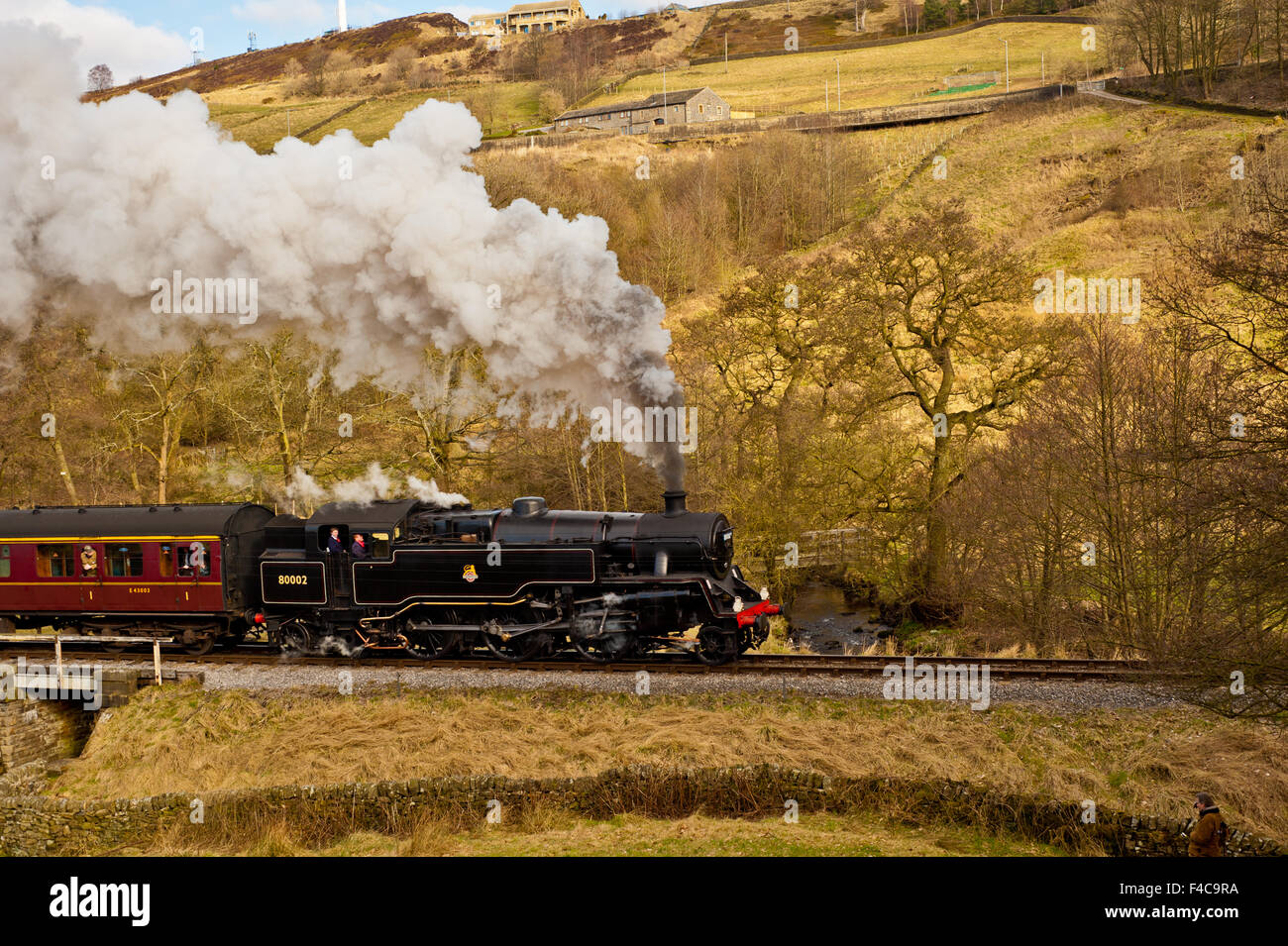 Steam Train at Oxenhope Stock Photo