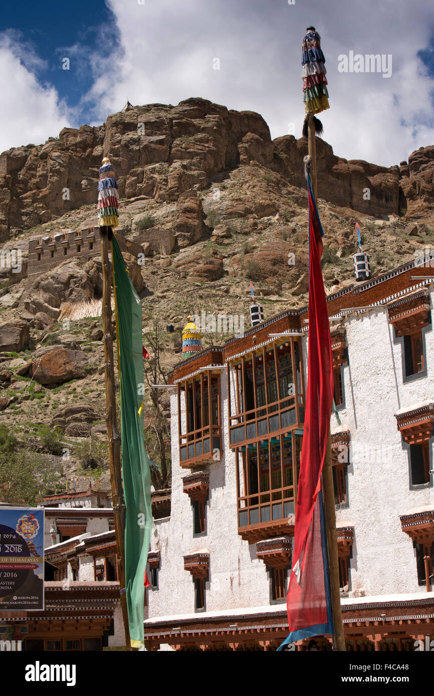 N3781India, Jammu & Kashmir, Ladakh, Hemis Gompa Monastery below roicky mountains Stock Photo