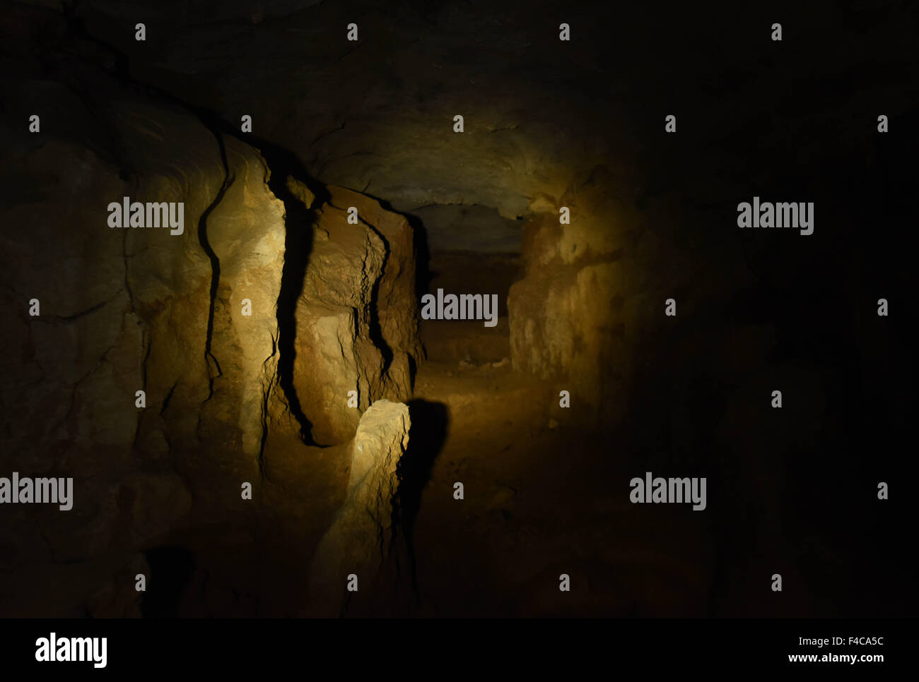 (151016) -- DAOXIAN, Oct. 16, 2015 (Xinhua) -- Photo taken on Oct. 16, 2015 shows the cave in which some tooth fossils were found at Daoxian County in central China's Hunan Province. Tooth fossils found in Daoxian indicate the early form of modern homo sapiens appeared in the region more than 80,000 years ago. The 47 fossils date back from 80,000 to 120,000 years and are believed to be the oldest remains of a completely modern form scientists have known in the east Asia region, the study's leading scientists said on Oct. 15, 2015.  (Xinhua/Li Ga) (yxb) Stock Photo