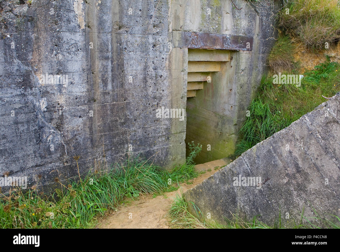 Ruined German gun bunkers at the Pointe du Hoc in Normandy France Stock Photo