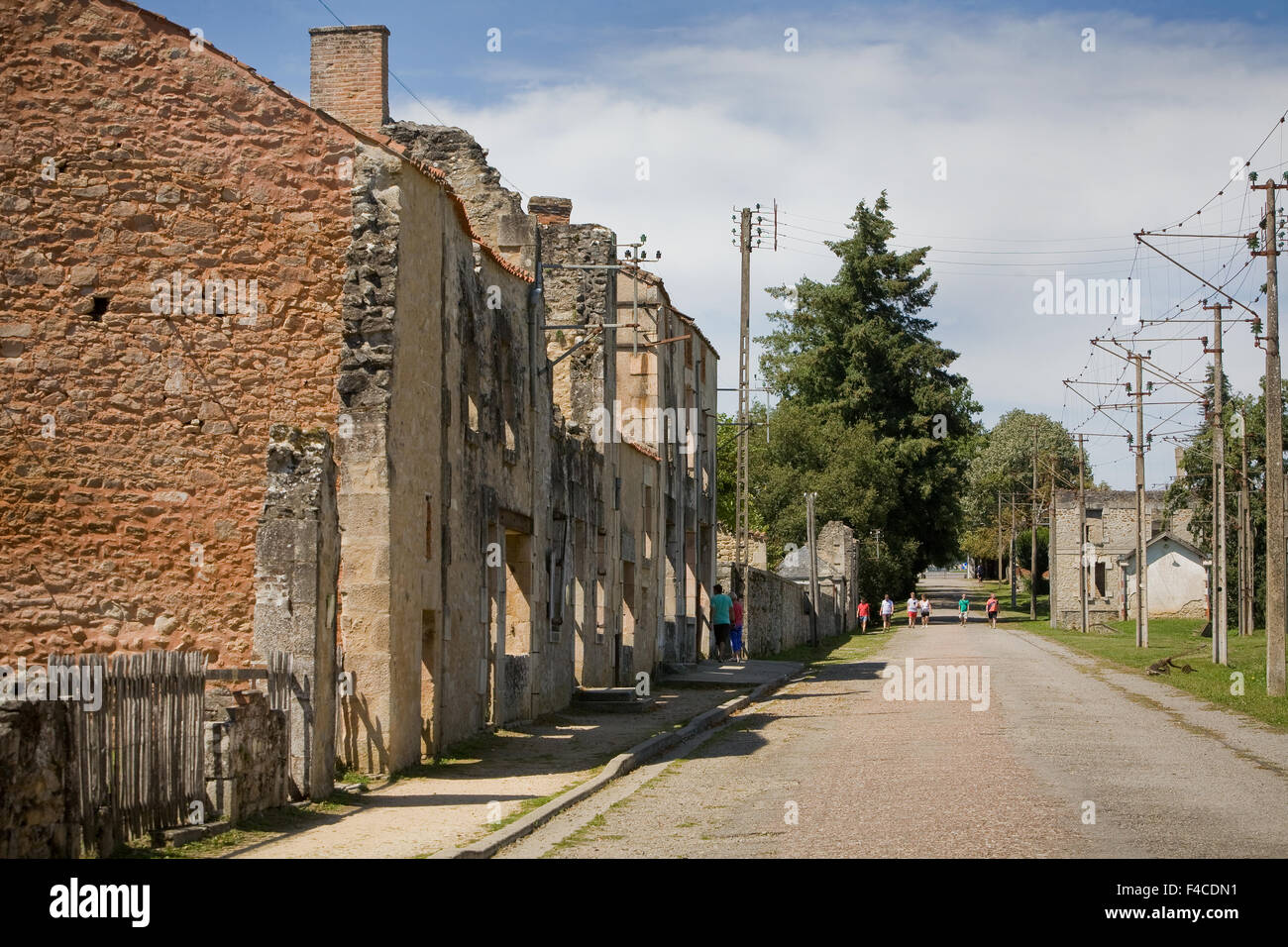 The ruined village of Oradour-Sur-Glane in France where 642 of its inhabitants, including women and children, were massacred Stock Photo