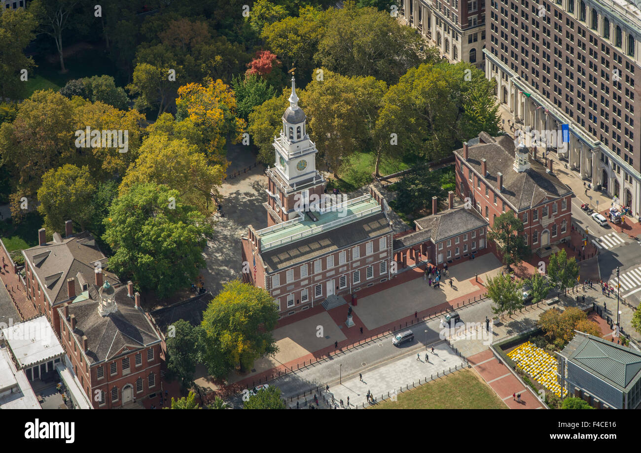 Aerial View Of Independence Hall, Philadelphia, Pennsylvania, USA Stock Photo