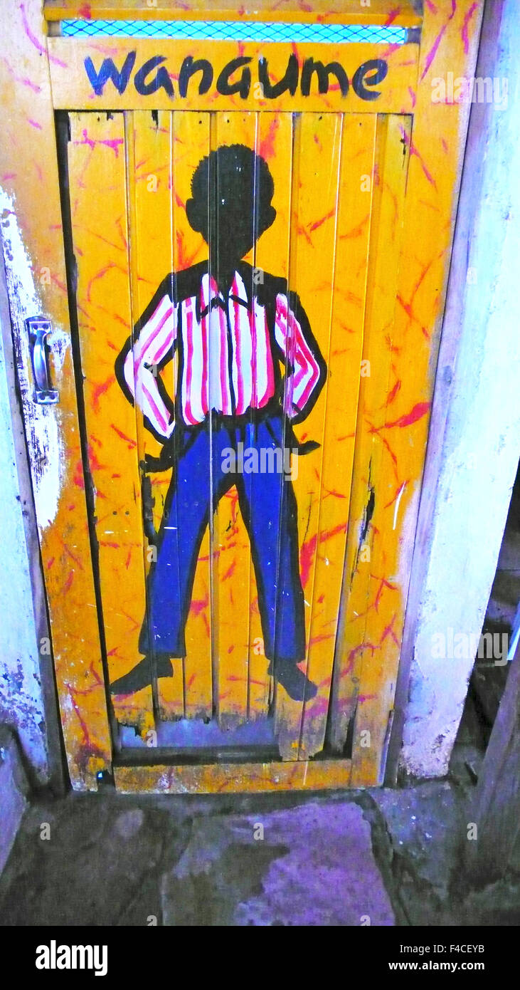 Tanzania, Mwanza, men toilet with painting Stock Photo Alamy