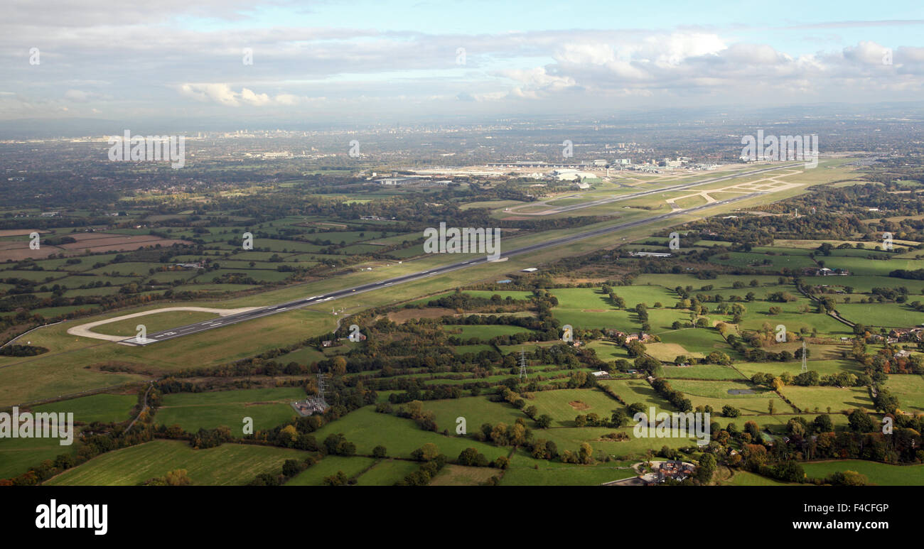 aerial view of Manchester International Airport, UK Stock Photo