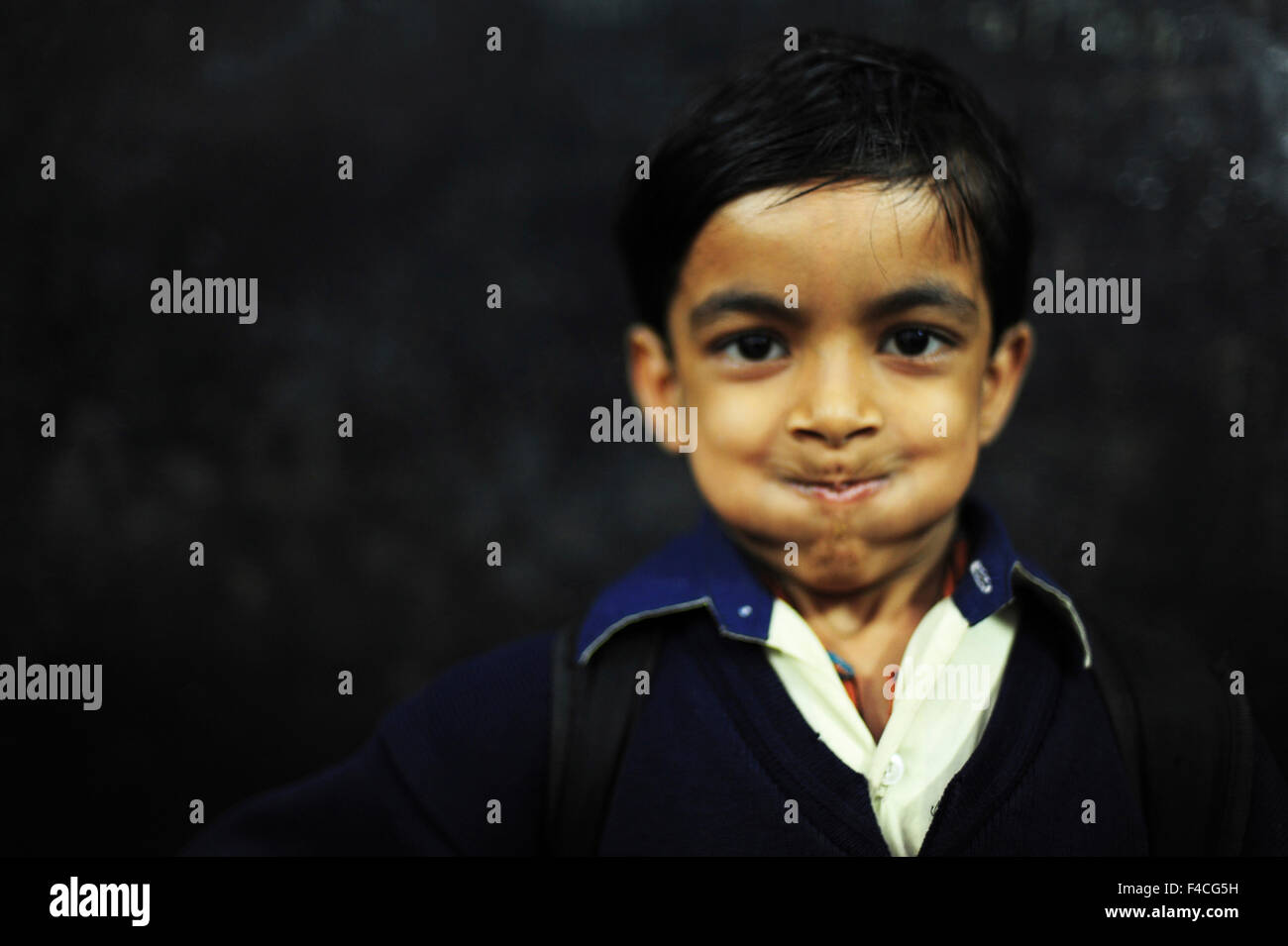 India, Kolkata, Art in All of Us activity, boy making funny face Stock ...