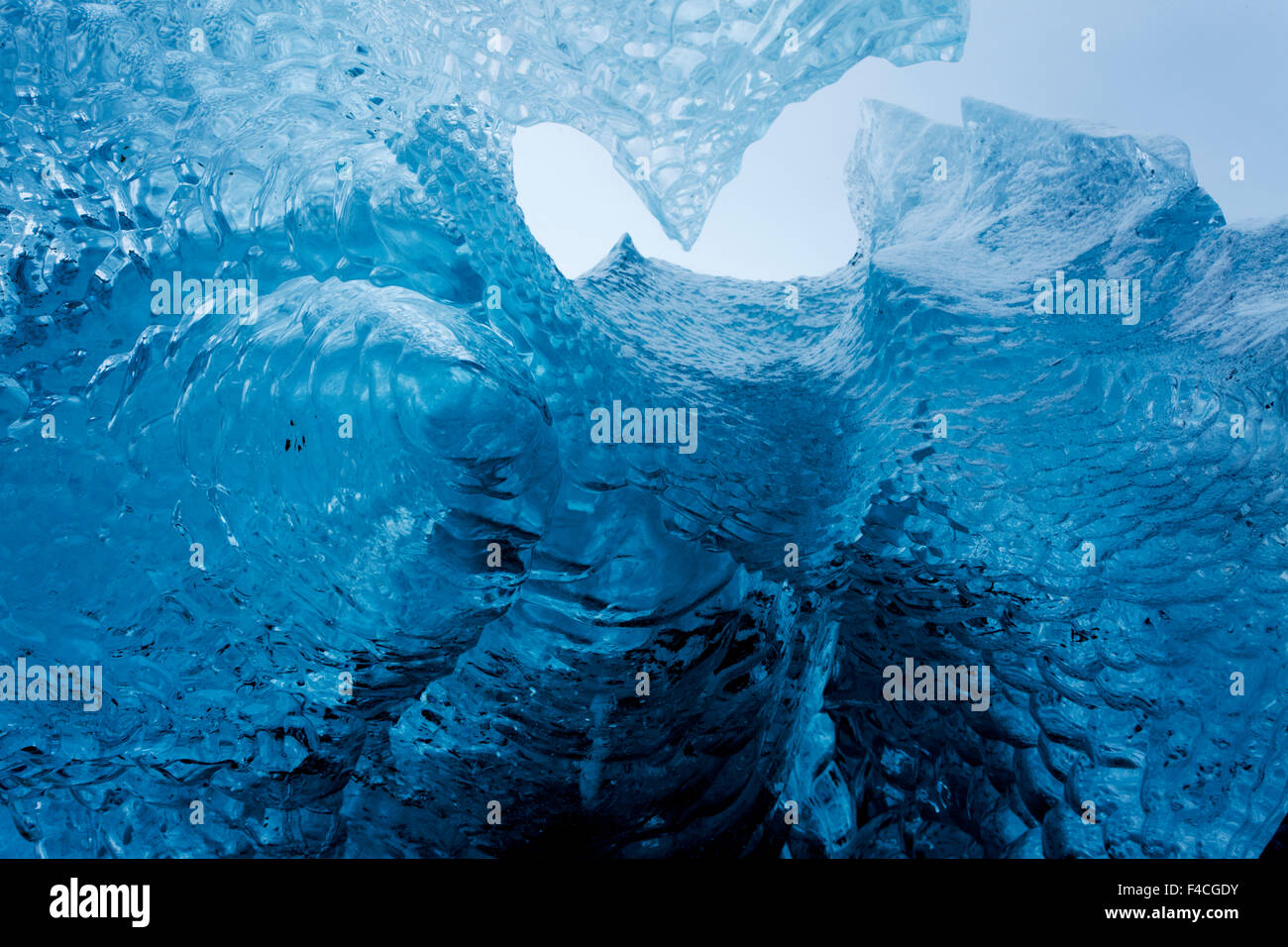 Antarctica, Cuverville Island, Close-up of scalloped surface of melting iceberg. Stock Photo