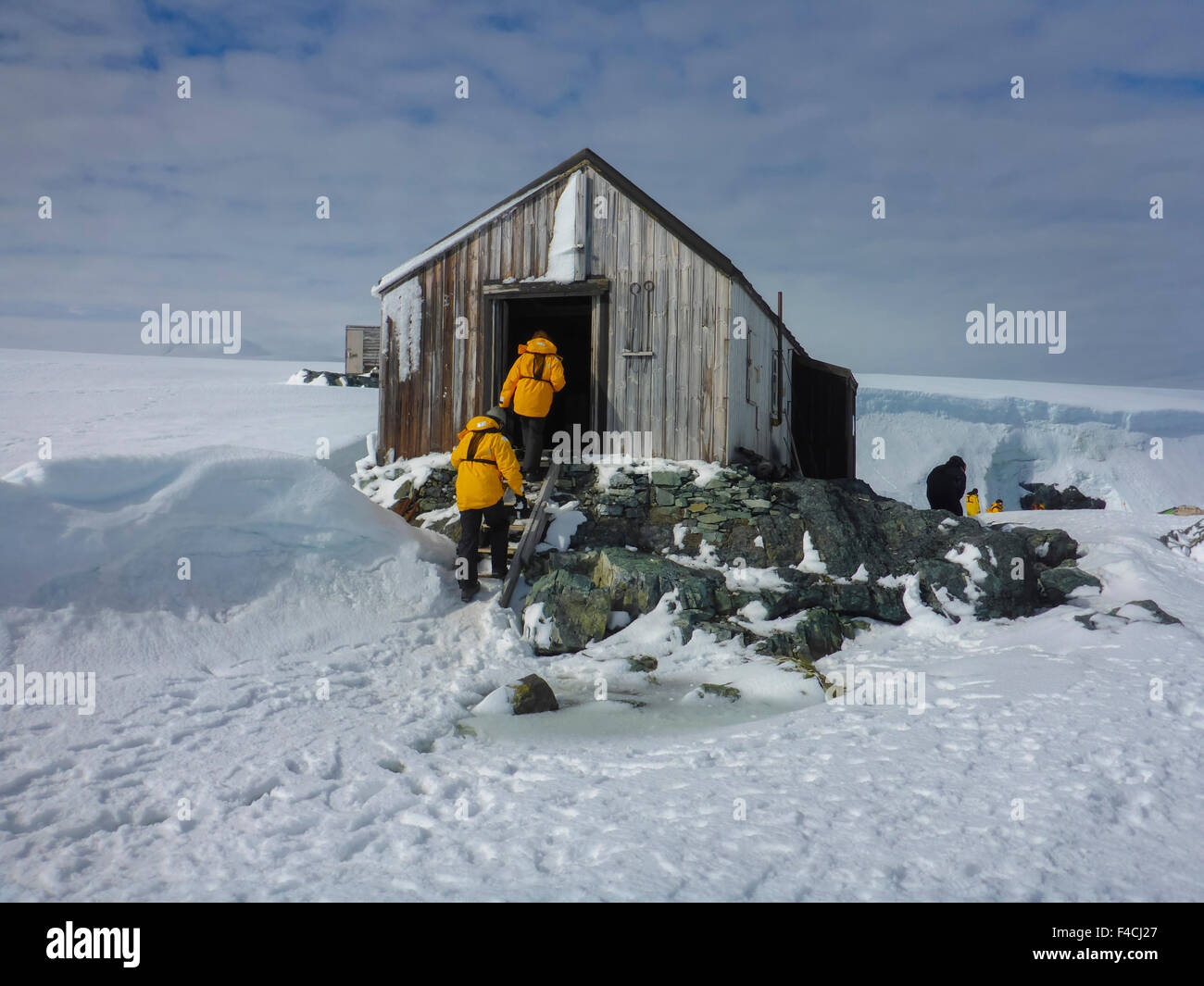 Antarctica. Detaille Island. Abandoned base used by the British Antarctic Survey. Stock Photo