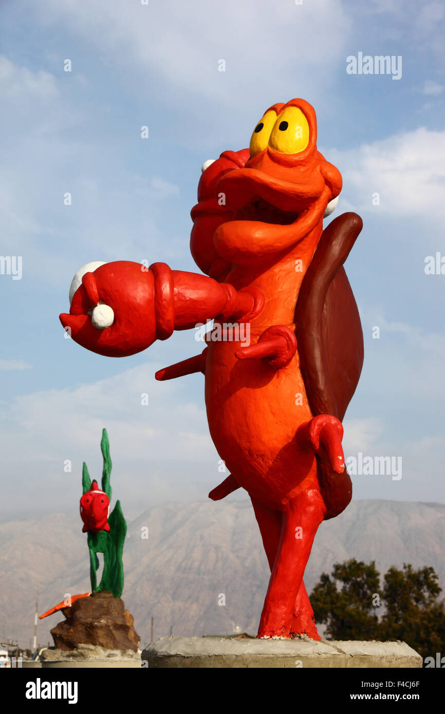 Giant metal shrimp and clownfish sculptures from Finding Nemo