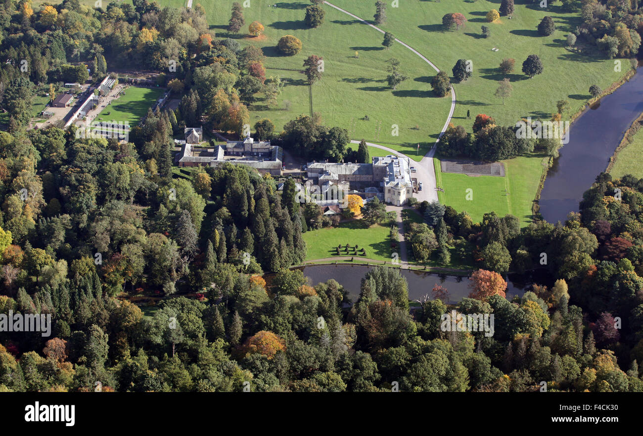aerial view of Thorp Perrow Arboretum near Bedale, North Yorkshire, UK Stock Photo